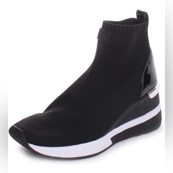 MICHAEL Michael Kors Shoes - Michael Kors Skyler Knit Wedge Sneakers – Black, Size 7 (LNK)